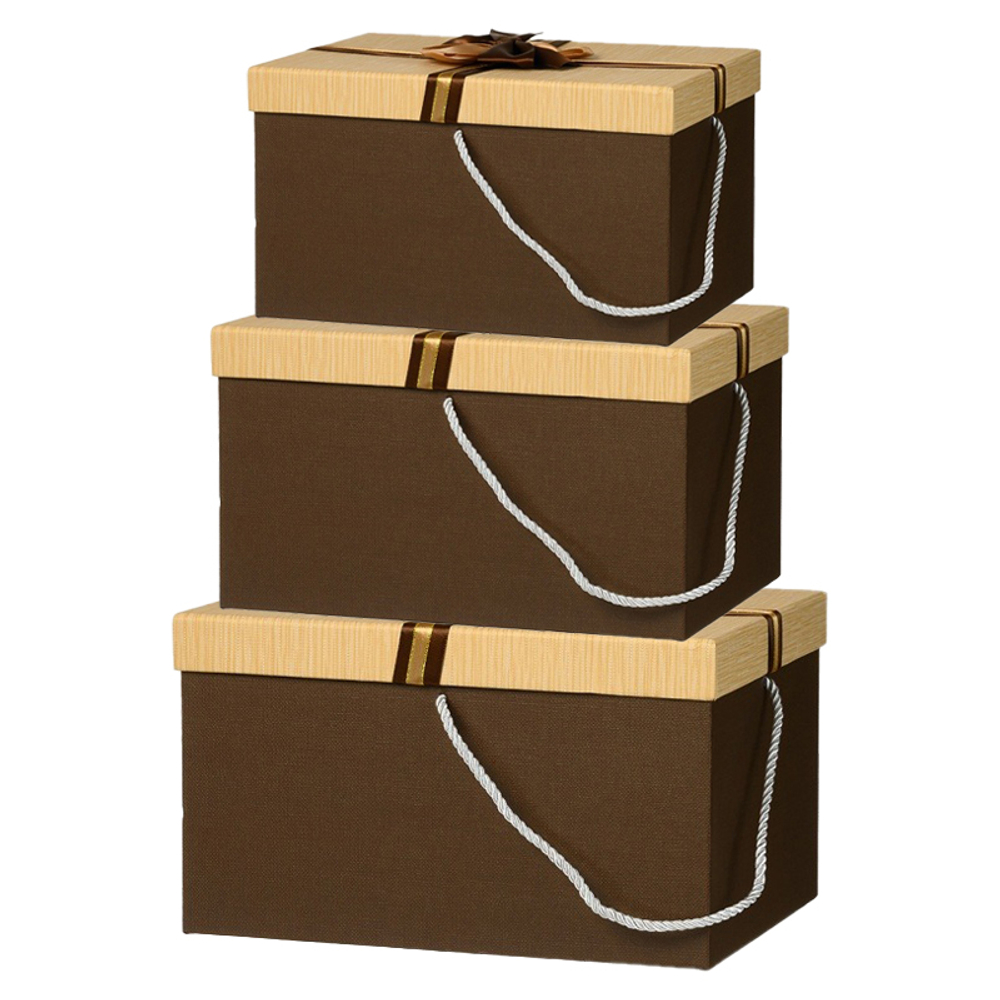 Подарочная коробка Basir 3 в 1, прямоугольные с крышкой, размер 29*21*16.5/26*19*14.5/23*17*12.5 см,с цветной крышкой ассорти