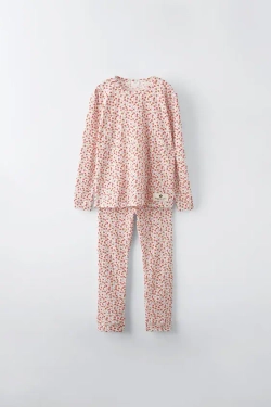 ZARA ПИЖАМА С ЦВЕТОЧНЫМ ПРИНТОМ, КОРАЛЛОВЫЙ