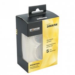 Розетка двойная с заземлением и со шторкой Stekker Эмили 49908