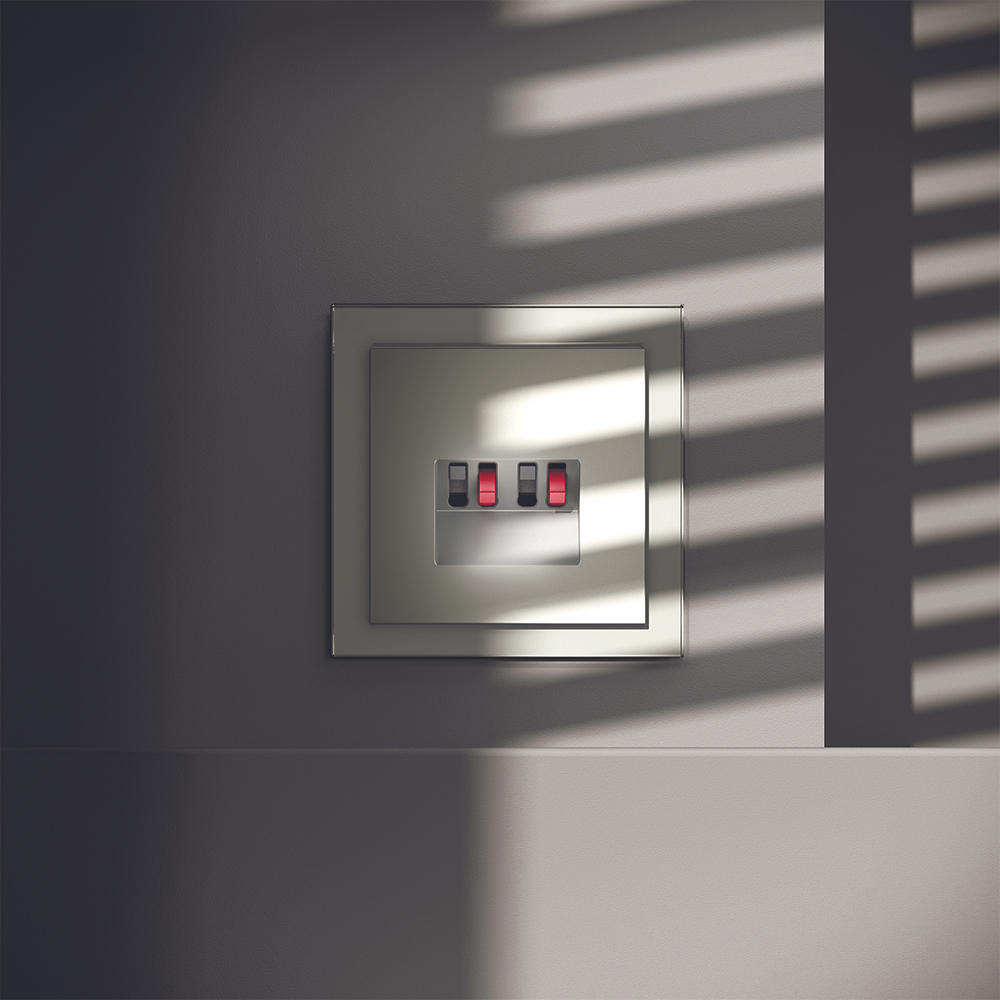 Розетка акустическая встраиваемая VOLTUM S70 4-местная, (сталь)