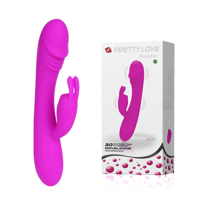 Мощный перезаряжаемый вибратор Pretty Love Hunter (30 режимов, 4 моторчика) (Цвет: фуксия)