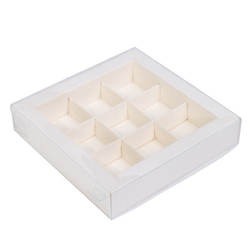 Коробка на 9 конфет с пластиковой крышкой, 15,5 х 15,5 х 3 см