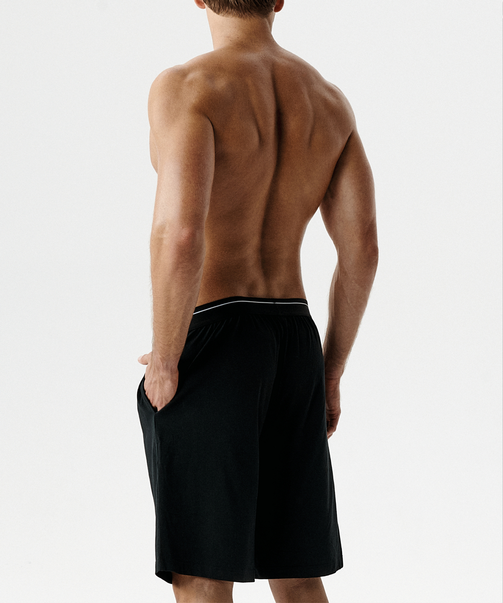 Мужские шорты пижамные Atlantic, 1 шт. в уп., хлопок, черные, NMB-046