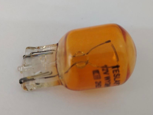 Лампа 12V WY21W 21W W3x16d 142912 TESLAFT (стеклянный цоколь)