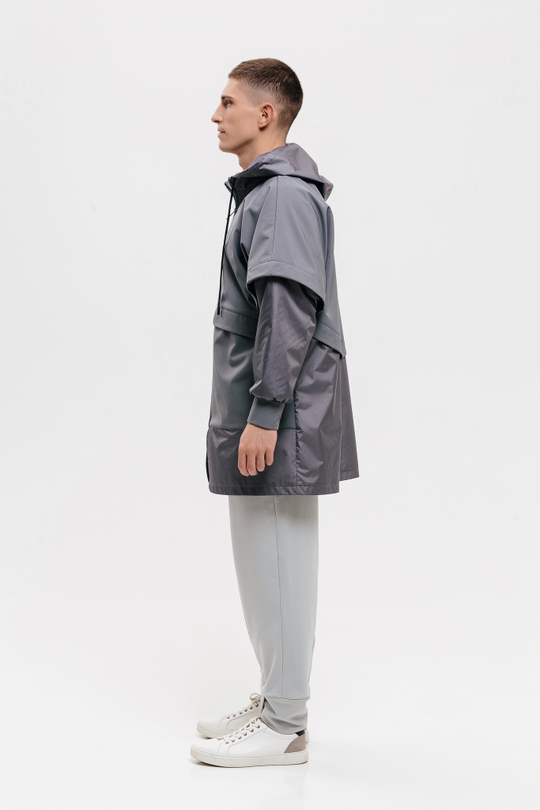 Плащ -дождевик унисекс "Роскосмос х 7.2.66", серый