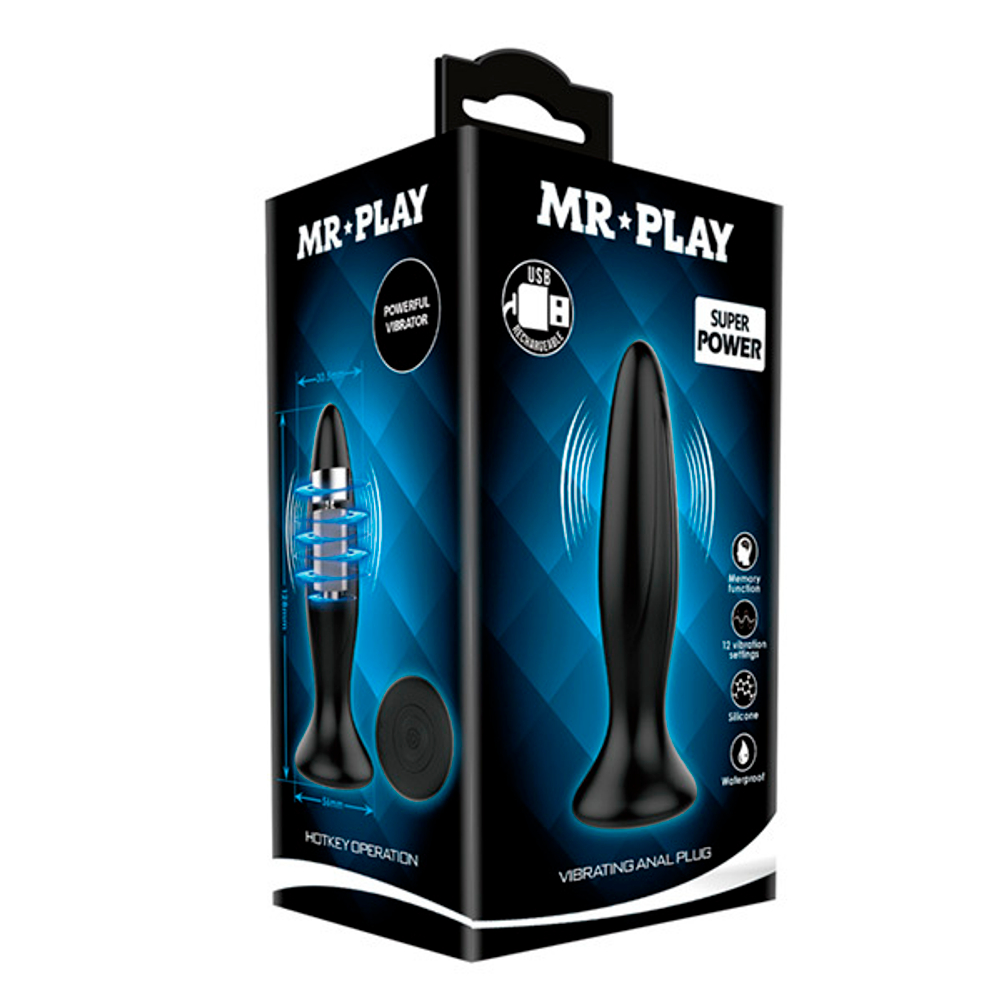 Черная анальная вибропробка 12,8см Mr.Play Vibrating Anal Plug BI-040082-MR