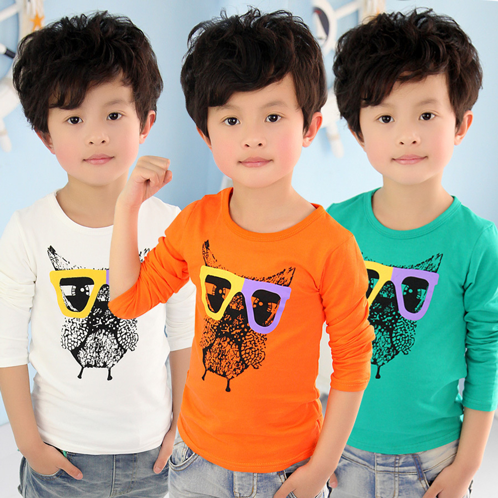 Лонгслив детский с принтом совы в очках