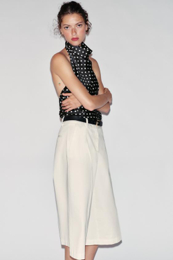 ZARA АТЛАСНЫЙ ТОП С ГОРЛОВИНОЙ ХАЛТЕР, ЧЕРНЫЙ/БЕЛЫЙ
