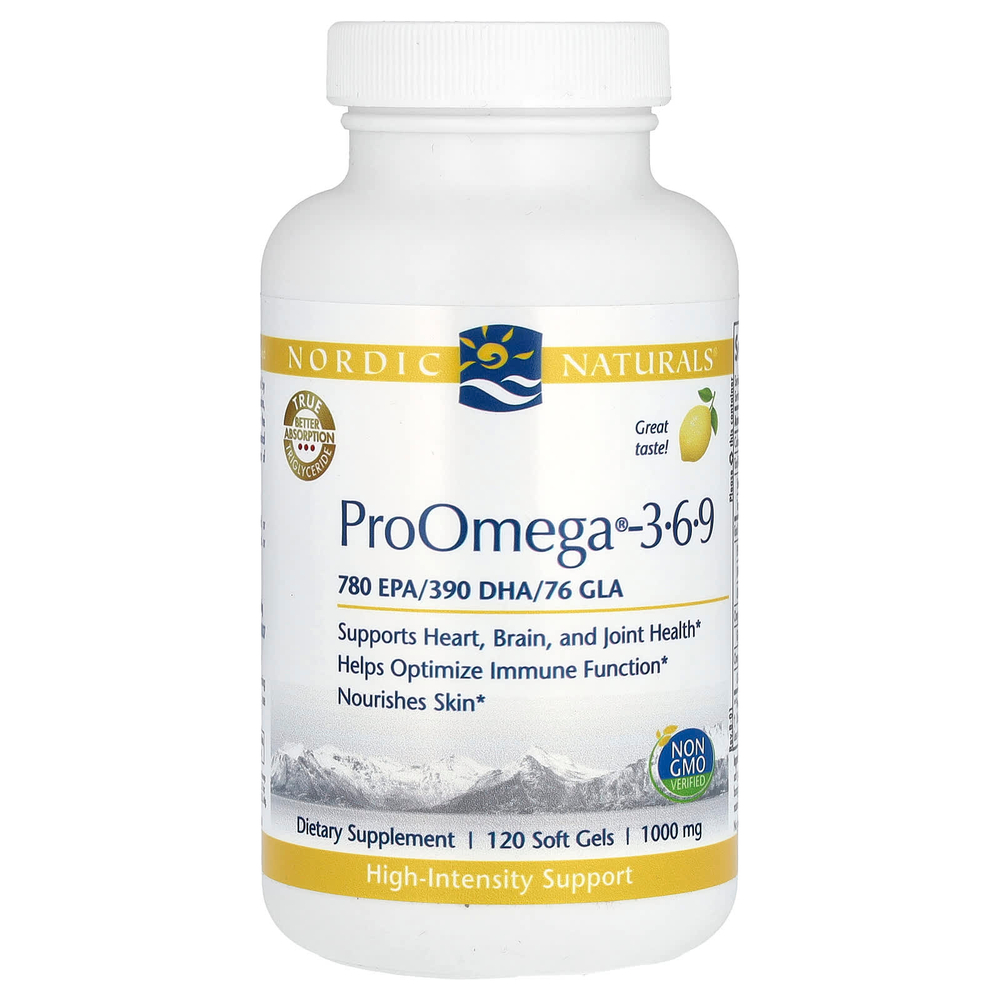 Nordic Naturals, ProOmega 3-6-9, лимон, 120 мягких таблеток