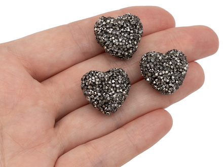 Бусина "Сахарное сердце", цвет графит (1шт)