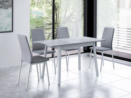 Стол кухонный обеденный раздвижной Белый/Цемент Светлый, Венеция, 110х70х75 см