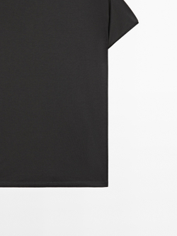 Massimo Dutti Футболка с короткими рукавами из 100% хлопка, свинцовый