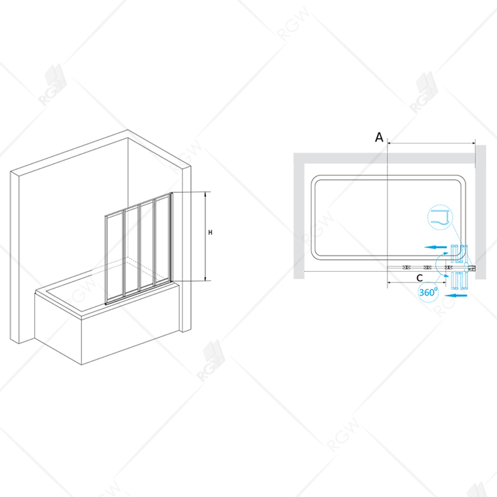 Шторка на ванну RGW SC-23 (Прозрачное, 800)