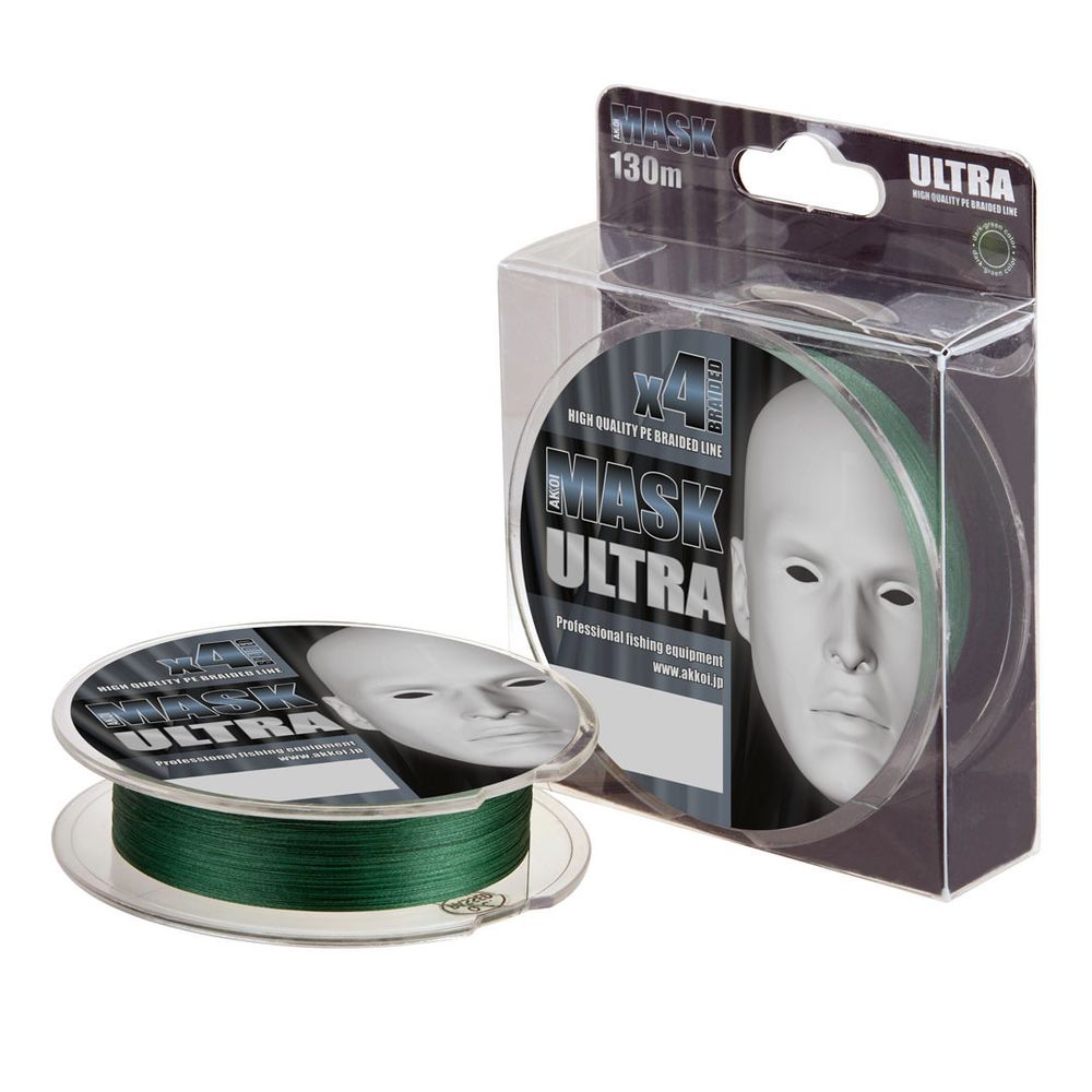 Плетеный шнур AKKOI Mask Ultra 130m (dark-green) d0,10mm MU4G/130-0,10