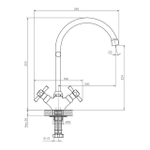 Смеситель DECOROOM DR51028-White двуручный для кухни с высоким повортным изливом