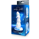 Фантазийный фигурный фаллоимитатор - 20 см. (Цвет: белый с голубым)