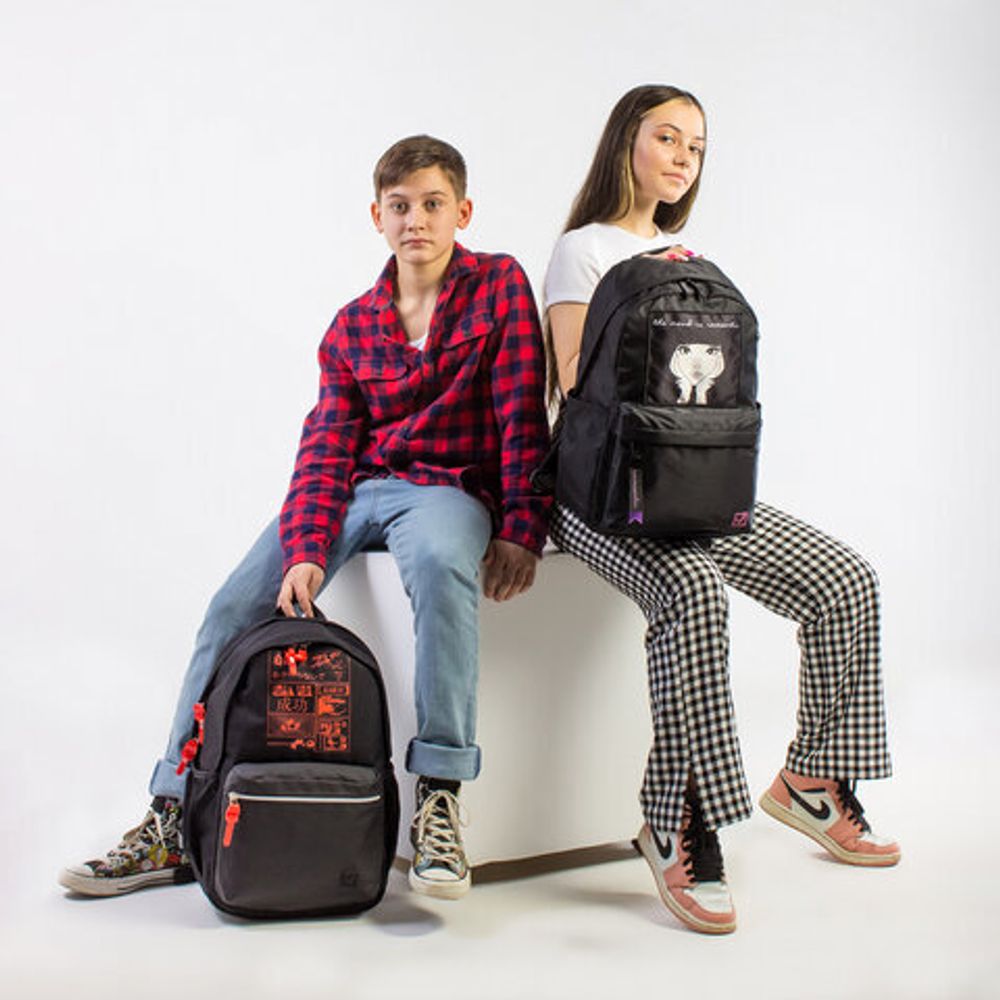 Рюкзак BRAUBERG FASHION CITY универсальный, "Romantic", черный, 44х31х16 см, 270808