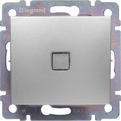 Переключатель перекрёстный 1-клавишный с подсветкой 10А 250В схема 7L алюминий Valena Classic LEGRAND