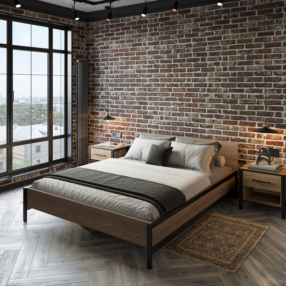 Прикроватная тумба DIWO Элиста дуб крафт золотой, черный