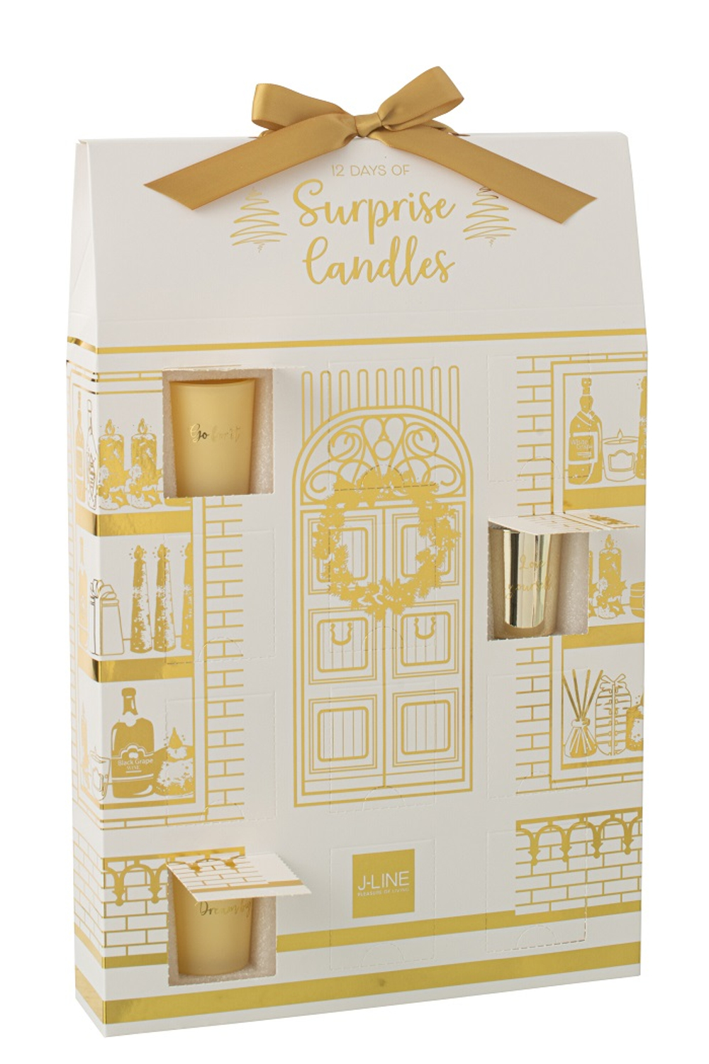 Подарочный набор из 12 Арома-свечей "Surprise Window" золотой 26,5x6x40,5см