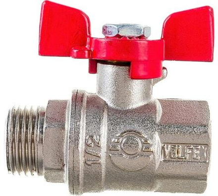 Кран шар PREMIUM никель для воды 1/2 н/в бабочка Valfex