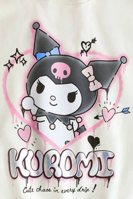 H&M Толстовка оверсайз с принтом, кремовый