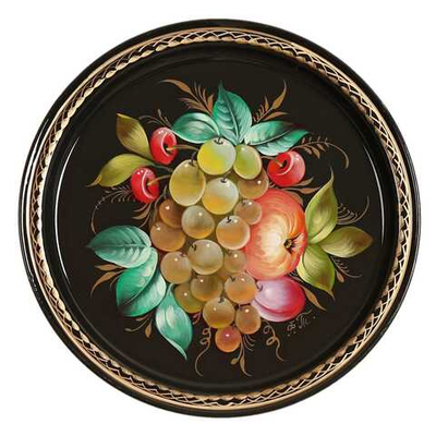 Жостовский поднос декоративный, размер 22 см (A5), металлический