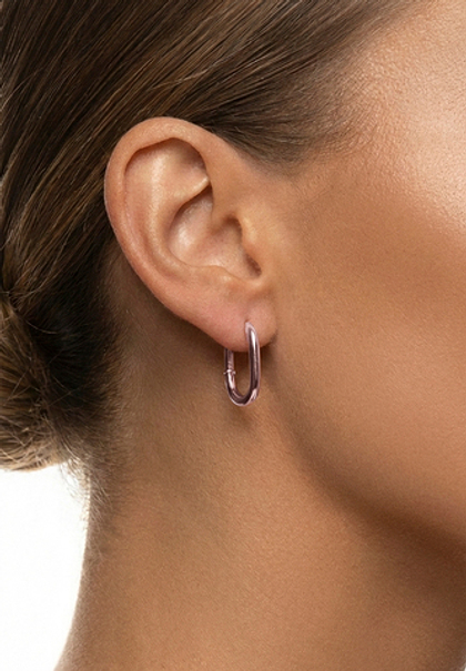 Серьги "База" из серебра 2 см Розовые