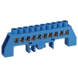 Шина ЭРА NO-224-111 N ноль в комбинированном изоляторе на DIN-рейку ШНИ-8х12-10-Д-синий | Шины N, PE, PEN