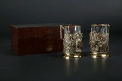 Набор подстаканников "Герб России VIP" 2 шт. в подарочном кейсе