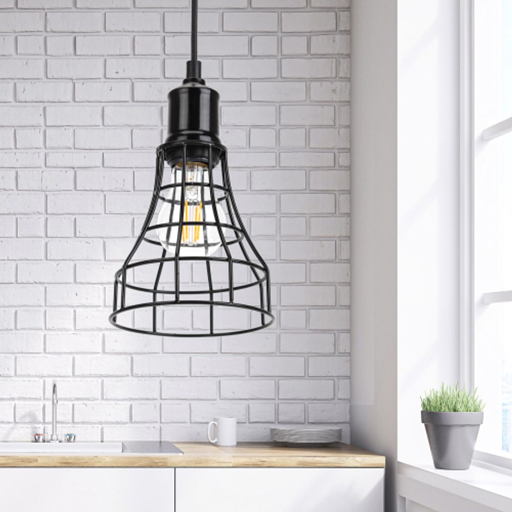 Светильник подвесной ЭРА PL10 BK под лампу E27 высота плафона 200мм подвеса 800мм черный