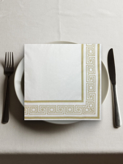 Салфетки бумажные праздничные трёхслойные для сервировки и декупажа Греческая рамка золото