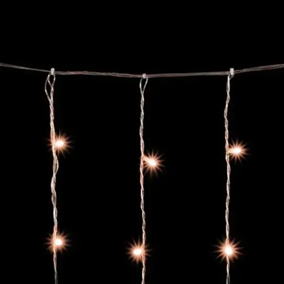 Светодиодный занавес 2*2 м., 400 экстра теплых белых LED ламп, облегченный, прозрачный провод ПВХ, LTC (PCL400NOT-10-2EWW)