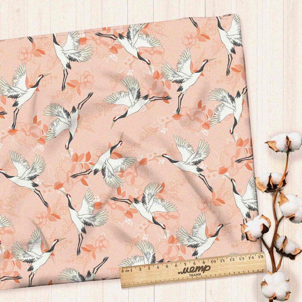 Ткань сатин японский журавль