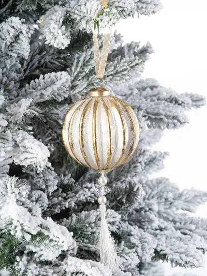 Винтажный стеклянный шар с кисточкой Шелка Востока 8 см., 1 шт., Karlsbach (12496)