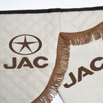 Ламбрекен с косынками стеганые JAC (экокожа, бежевый, коричневые кисточки)