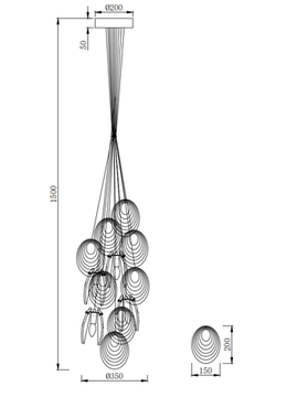 Светильник подвесной 12*Е14 2183/05/12P бронза Aura Stilfort