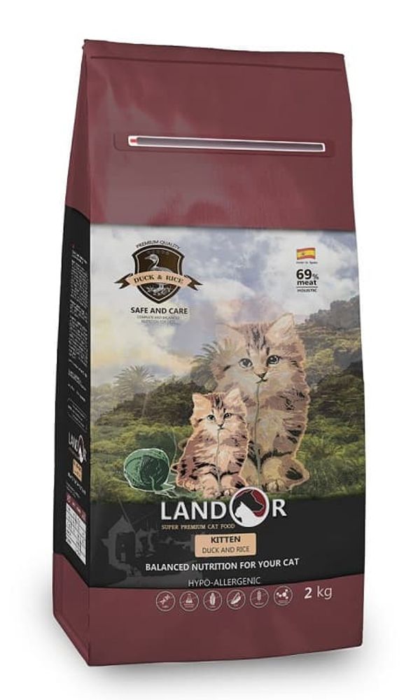 LANDOR 10кг корм для Котят Утка с рисом