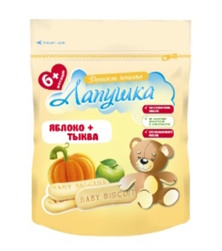 Печенье детское растворимое "Лапушка" Яблоко-тыква 120г. Слодыч