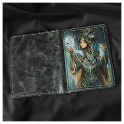 Кожаная обложка на паспорт «Малахитница»