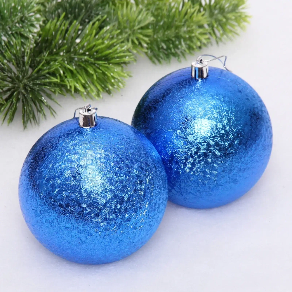 Новогодние шары 10см (набор 2шт) «Мягкий блеск», синий