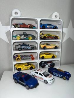 Полка для машинок Hot Wheels 10 шт, крепление на стену для hot wheels 10 шт белый