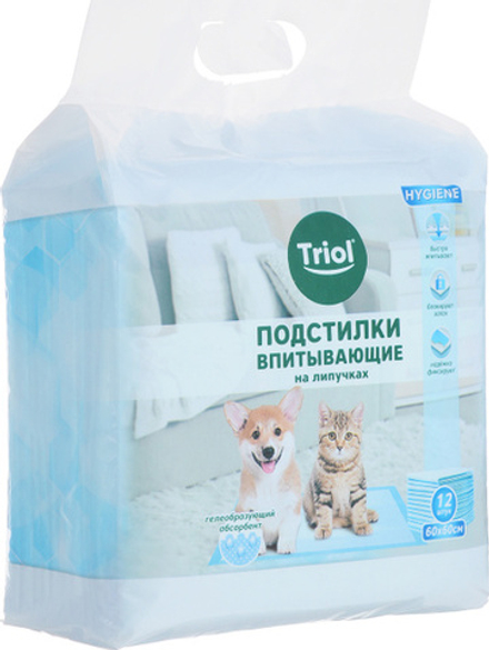 TRIOL Подстилки впитывающие на липучках 60*60 см (1 шт)