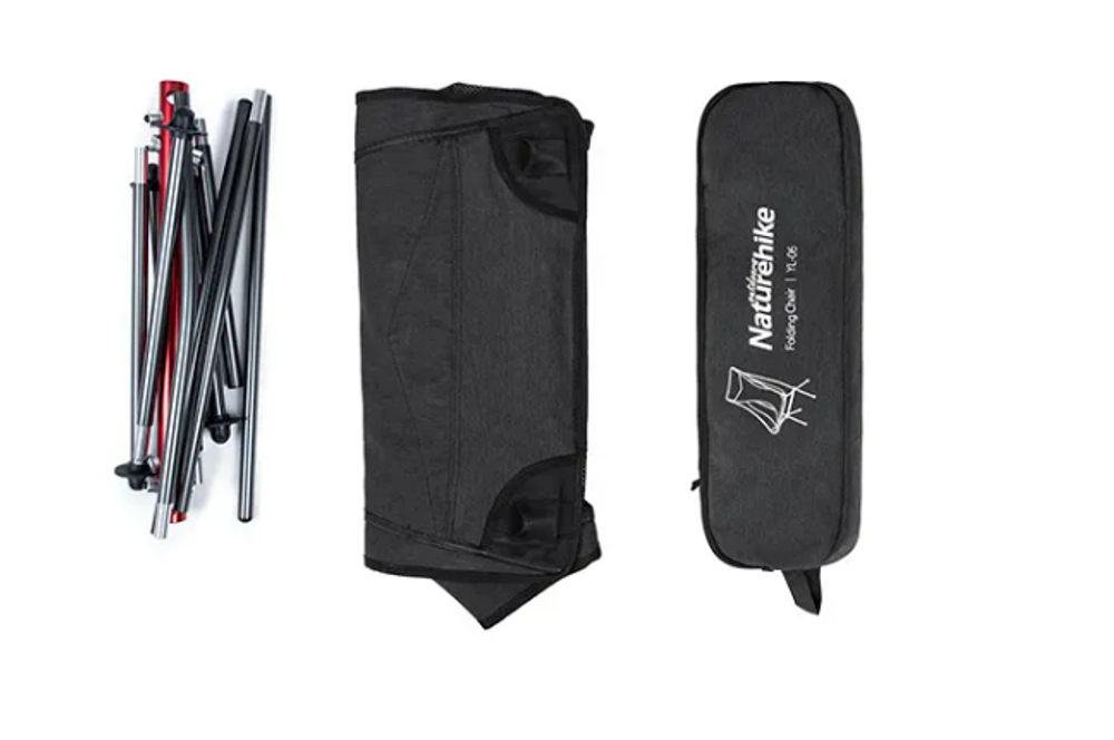 Кресло туристическое Naturehike YL06 складное, серое, высокая спинка, до 150 кг