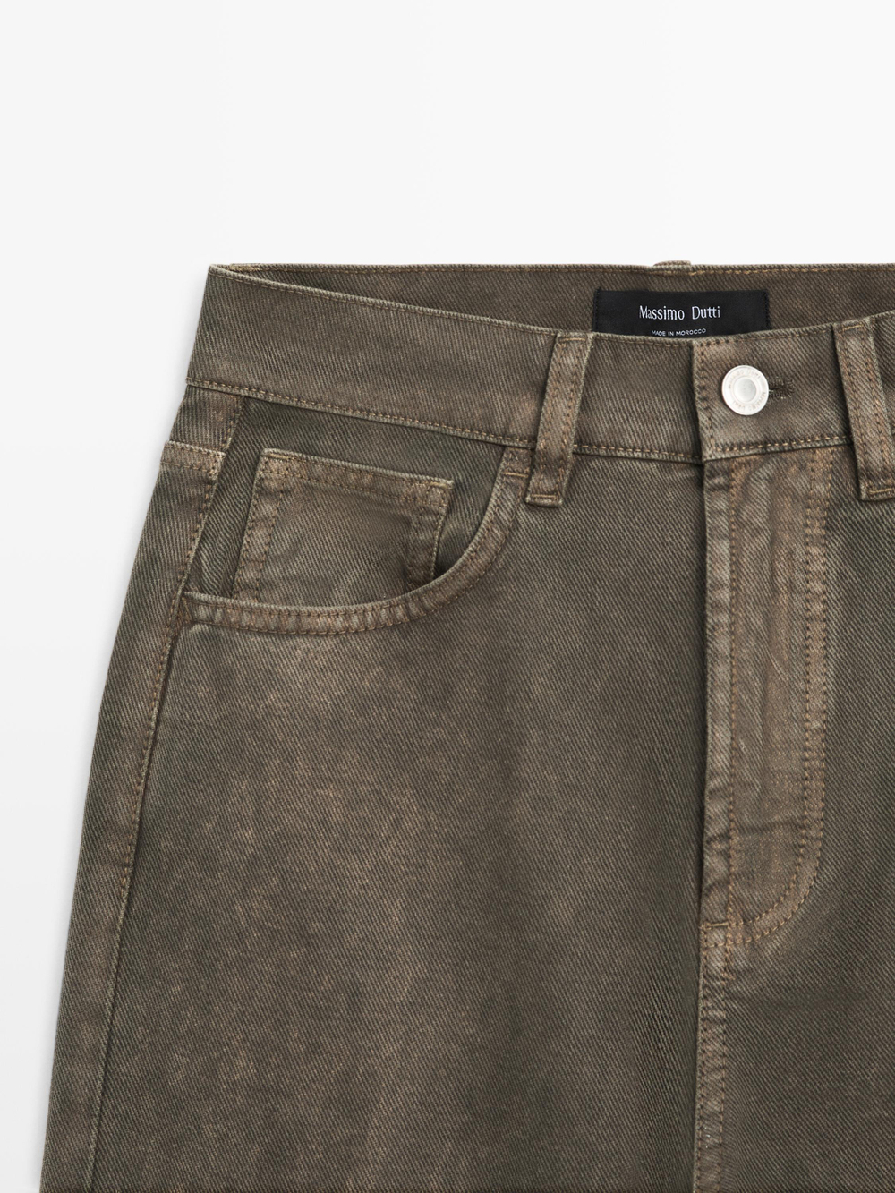 Massimo Dutti Джинсы с широкими штанинами, темный хаки