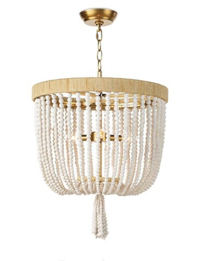 Люстра в современном стиле из белых деревянных бусин