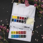 Акварель художественная кюветы НАБОР 12 цветов по 3,5 г, пластиковый кейс, BRAUBERG ART CLASSIC, 191768