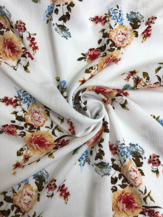 Марлевка жатка принт, вискоза цветы букеты на молочном