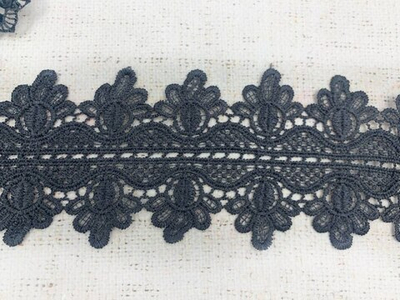 Кружево плетёное, ш. 9,5 см, тёмно-серый