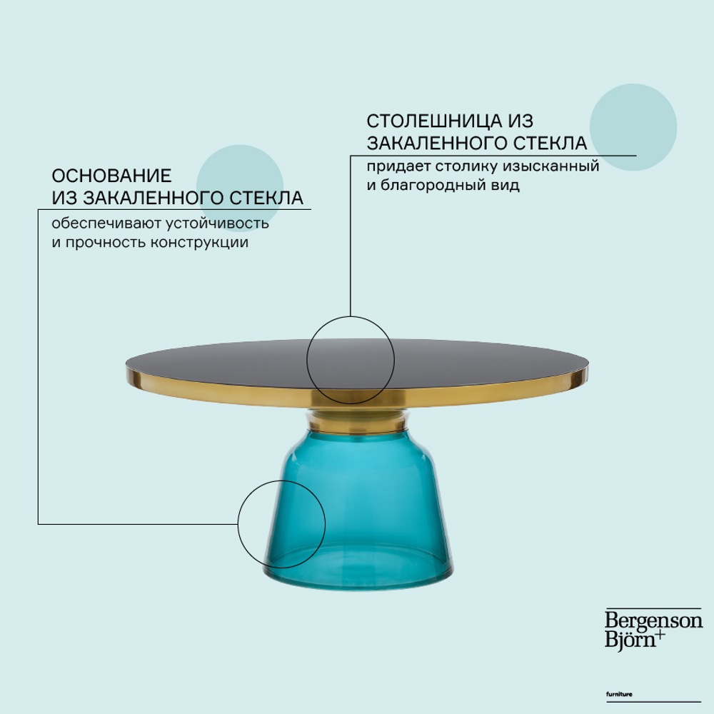 Столик кофейный odd, D75 см, черный/голубой